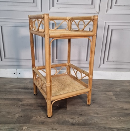 Vintage rattan bedside table - rattan,