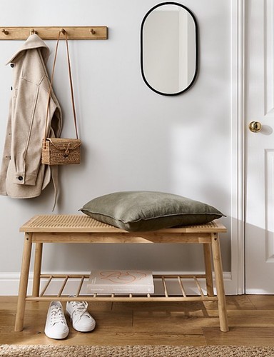 French cane hall bench shoe - french,