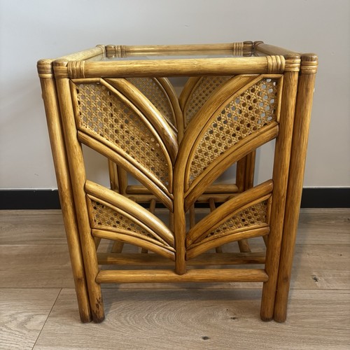 Vintage bamboo cane glass top - vintage,