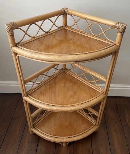 Vintage bamboo corner shelf - bamboo,