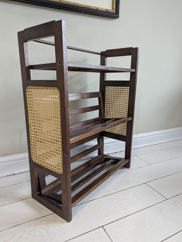 Retro vintage bookcase rattan - bookcase,