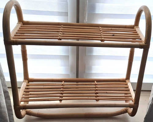Bamboo cane towel rack wall - towel,
