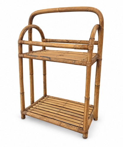 Vintage two tier rattan bamboo - tier,