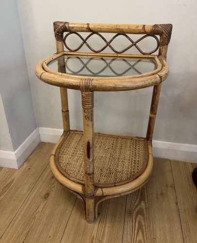 Vintage bamboo rattan glass - bamboo,